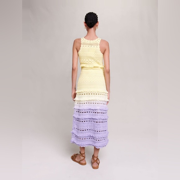Maje Yellow and Lavender Crochet-knit maxi dress - Picture 4 of 8